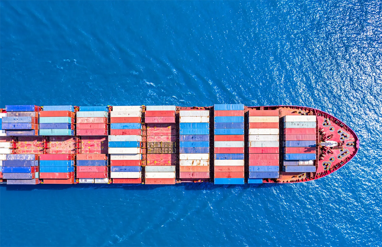 cargo ship from directly overhead